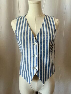 Nation LTD Maddie Vest Parisian Blue Stripe Portugal NWT